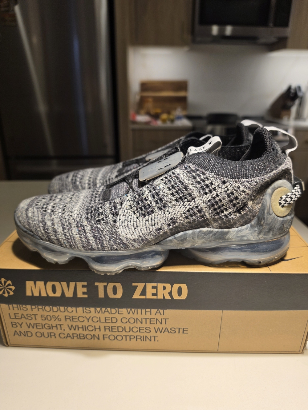 Nike Air VaporMax Flyknit 2020 Slip-On Sneakers - Black/Gray - Size 8.5